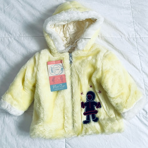 18 month old 18m Pale yellow BNWT fuzzy pixie coat jacket vintage - Picture 1 of 4